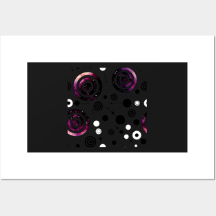 Watercolor Purple Circles and Black Lines Posters and Art